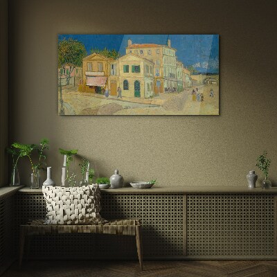Glas bild Landschaft einer Stadt in der Sonne