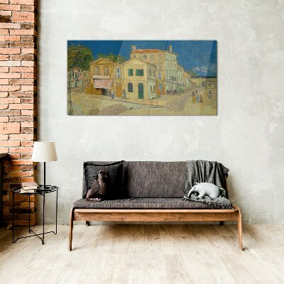 Glas bild Landschaft einer Stadt in der Sonne