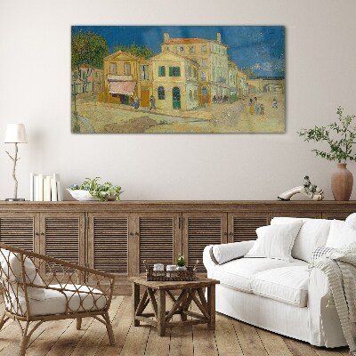 Glas bild Landschaft einer Stadt in der Sonne