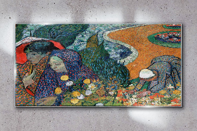Glasbild Frauen im Garten