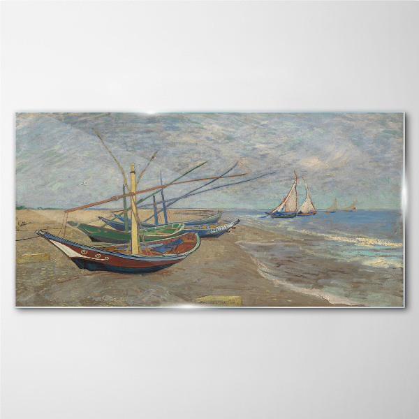 Foto auf glas Boote am Strand