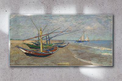 Foto auf glas Boote am Strand