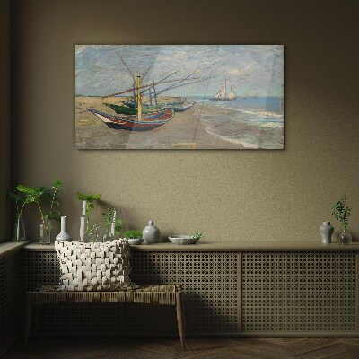 Foto auf glas Boote am Strand