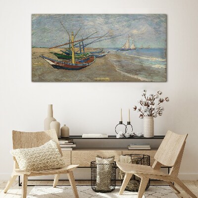 Foto auf glas Boote am Strand