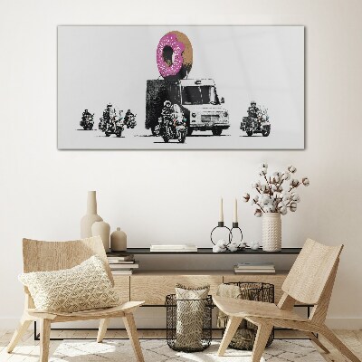 Bild auf glas Donuts Polizei Banksy