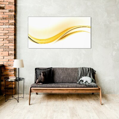 Glasbild Wellen aus gelbem Licht