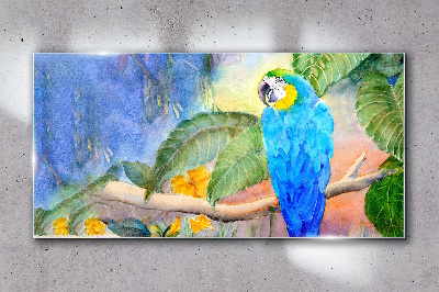 Glasbild Papageientierblätter