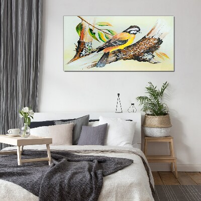 Glasbild Vogel auf einem Ast