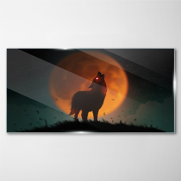 Foto auf glas Wolf unter dem Mond
