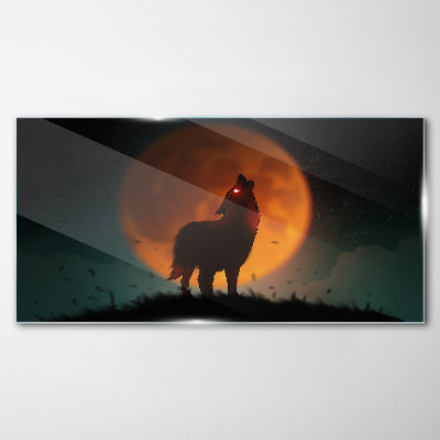 Foto auf glas Wolf unter dem Mond