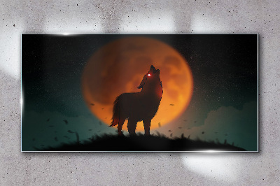 Foto auf glas Wolf unter dem Mond