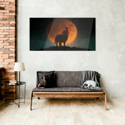 Foto auf glas Wolf unter dem Mond