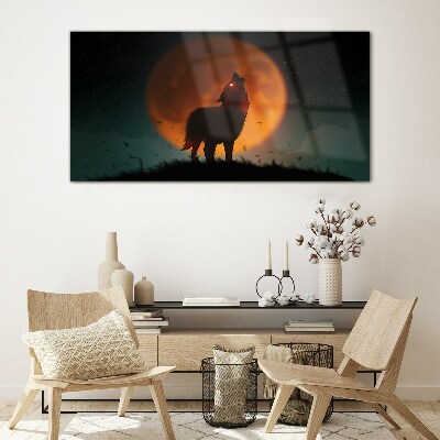 Foto auf glas Wolf unter dem Mond