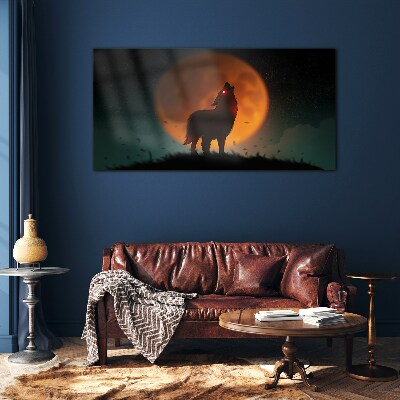 Foto auf glas Tierwolf-Mondhimmel