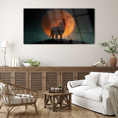 Foto auf glas Wolf unter dem Mond