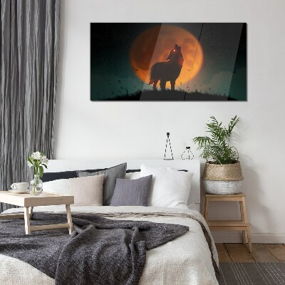 Foto auf glas Wolf unter dem Mond