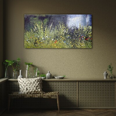 Glasbild Blumenwiese im Licht