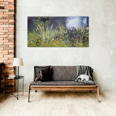 Glasbild Blumenwiese im Licht