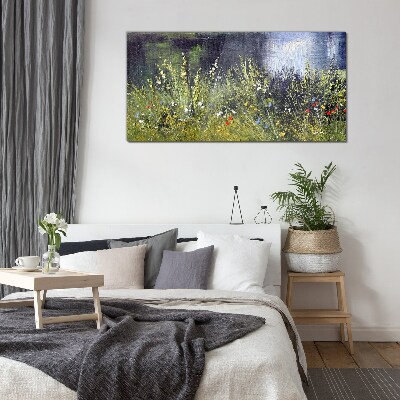 Glasbild Blumenwiese im Licht