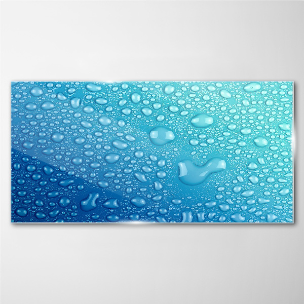 Glasbild Wassertropfen auf blauem Hintergrund