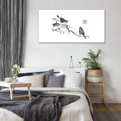 Glas bild Vögel auf einem Ast