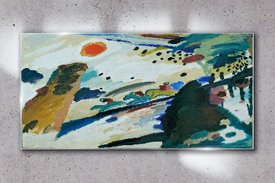 Bild auf glas Abstrakte Landschaft mit Sonne