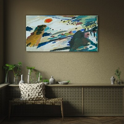 Bild auf glas Abstrakte Landschaft mit Sonne