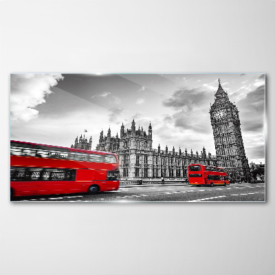 Glasbild Roter Bus in London