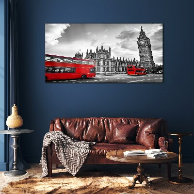 Glasbild Roter Bus in London