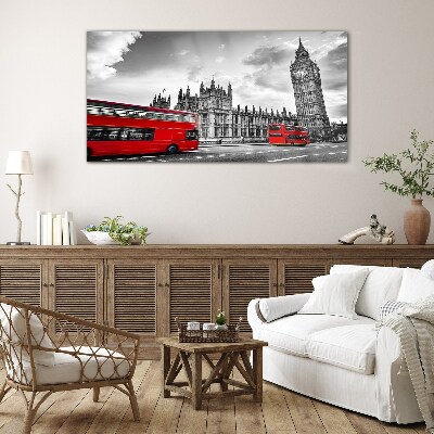 Glasbild Roter Bus in London