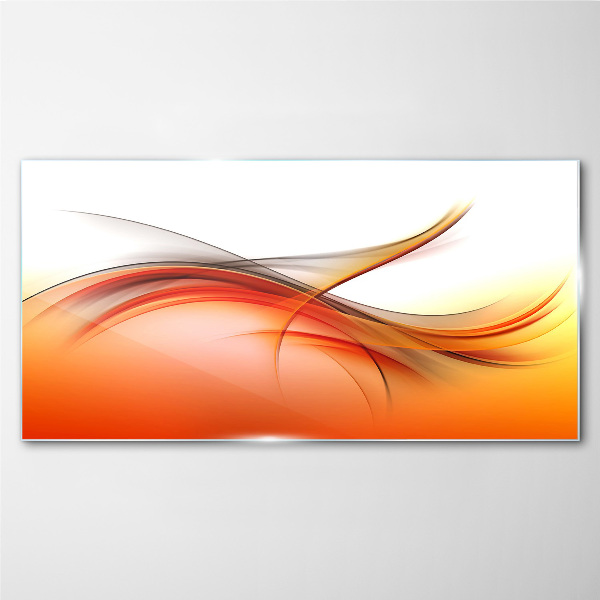 Glasbild Dynamische Wellen in Orangetönen