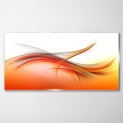 Glasbild Dynamische Wellen in Orangetönen