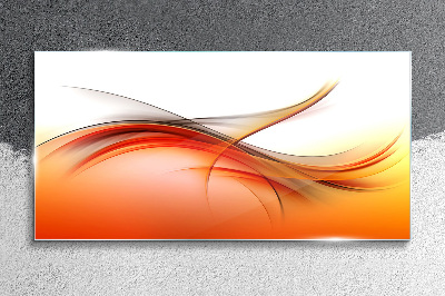 Glasbild Dynamische Wellen in Orangetönen