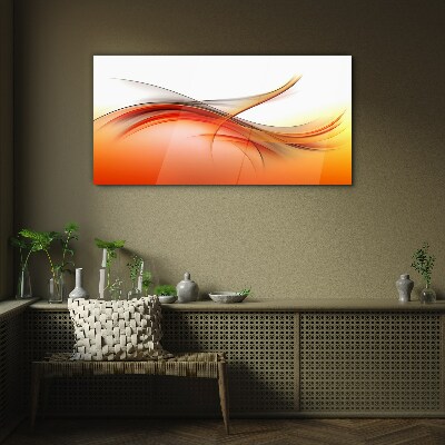 Glasbild Dynamische Wellen in Orangetönen