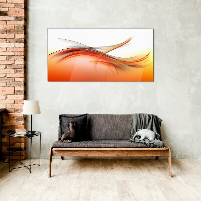 Glasbild Abstrakte orangefarbene Wellen