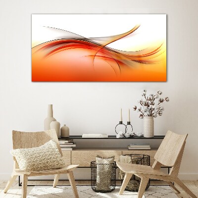 Glasbild Dynamische Wellen in Orangetönen