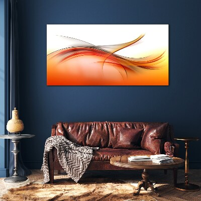 Glasbild Dynamische Wellen in Orangetönen