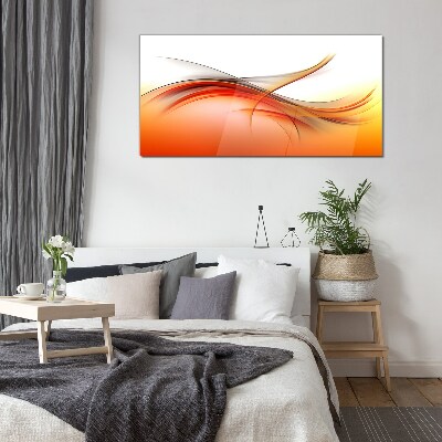 Glasbild Dynamische Wellen in Orangetönen