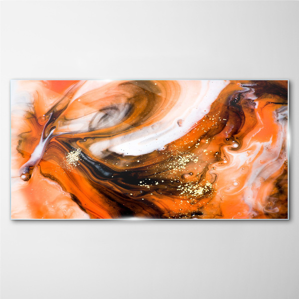 Glas bild Goldene Wirbel in Orangetönen