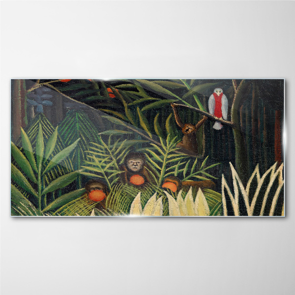 Glasbild Tropischer Dschungel mit Affen