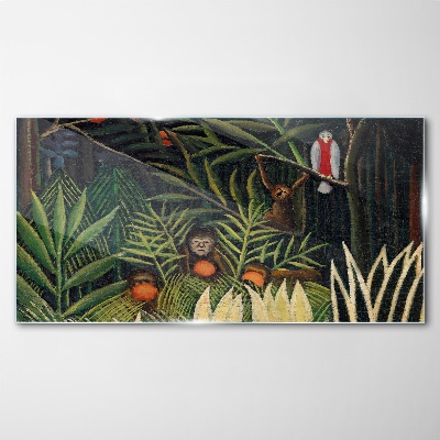 Glasbild Tropischer Dschungel mit Affen