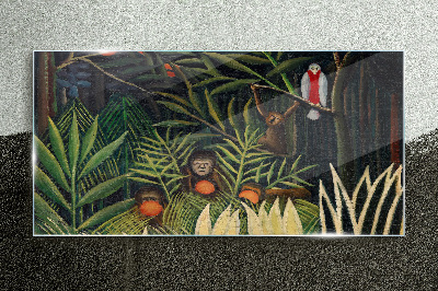 Glasbild Tropischer Dschungel mit Affen