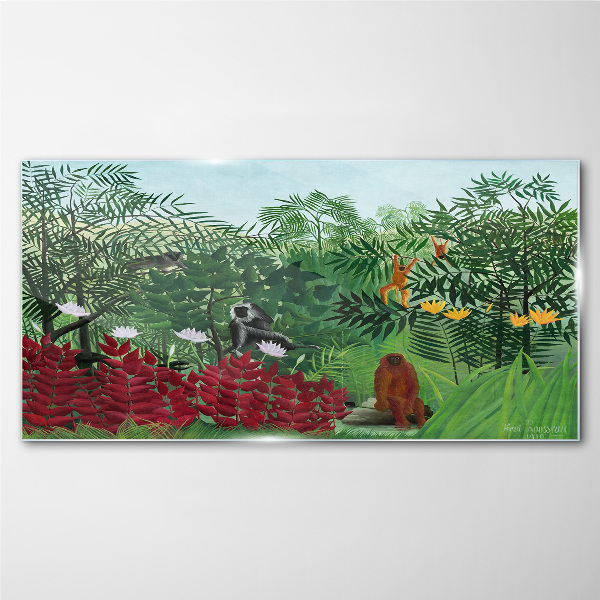 Foto auf glas Tropische Landschaft mit Affen