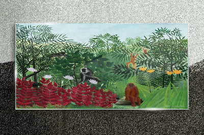 Foto auf glas Tropische Landschaft mit Affen