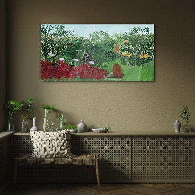 Foto auf glas Tropische Landschaft mit Affen
