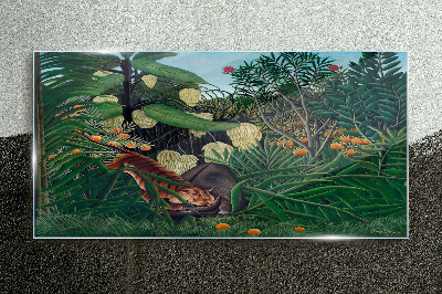 Glasbild Dschungel-Tiger-Obstbaum