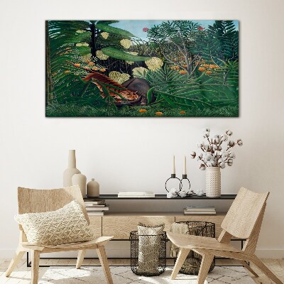 Glasbild Dschungel-Tiger-Obstbaum