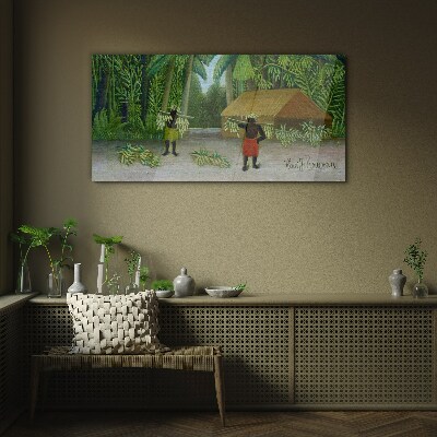 Bild aus glas Bananenernte in einer tropischen Landschaft