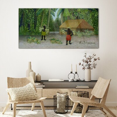 Bild aus glas Dschungelhütte Palmen Bananen
