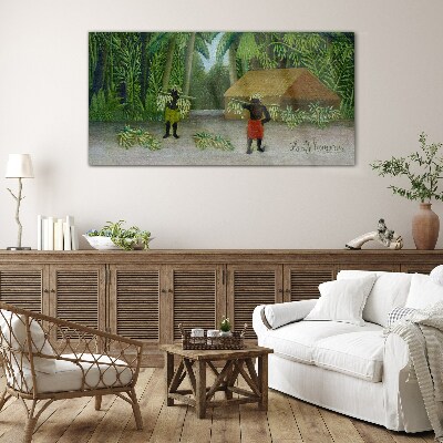 Bild aus glas Bananenernte in einer tropischen Landschaft